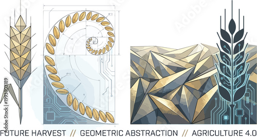 Wheat Stalk Geometric Abstraction for Agriculture Innovation Corporate Identity