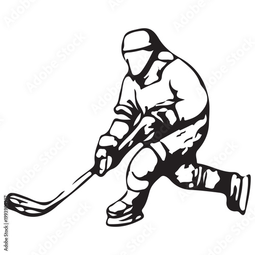 Photography Ice Hockey Player Skating with Stick Icon for Sports Action, Training, Game Play