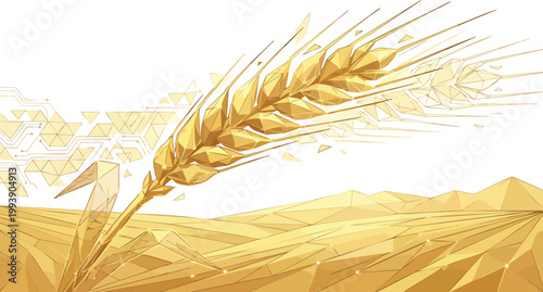 Grass Texture Illustration of a Wheat Blade Fractured and Reconstructed