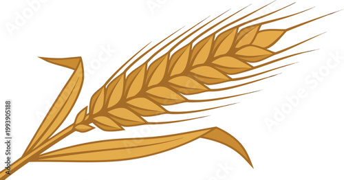 Single Wheat Stalk Flat Vector Golden Grain for Sustainability Concepts
