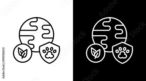 Wildlife Protection Outline White Icon Set Design