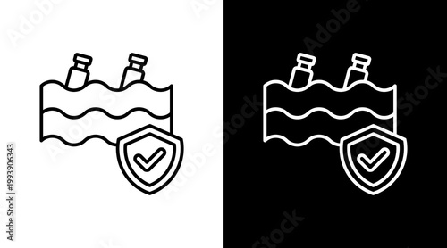 Ocean Protection Outline White Icon Set Design