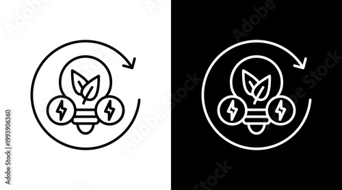 Green Energy Outline White Icon Set Design