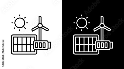 Clean Energy Outline White Icon Set Design