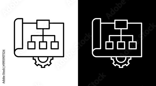 Classification Model Outline White Icon Set Design