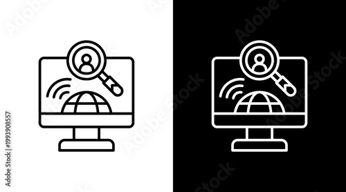 Remote Hiring Outline White Icon Set Design