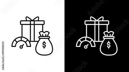 Performance Bonus Outline White Icon Set Design