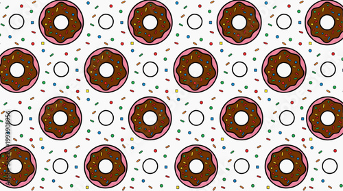 Delicious donuts arranged in a colorful pattern, perfect for adding a touch of sweetness to any design
