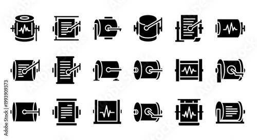 Medical, healthcare icons, 20 black and white symbols, vector graphics, health signs, medical charts