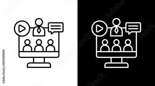 Webinar Audience Outline White Icon Set Design