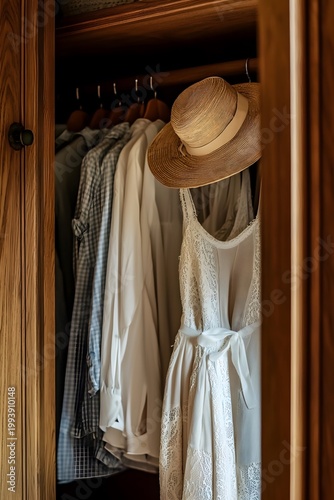 Clothes in the wardrobe