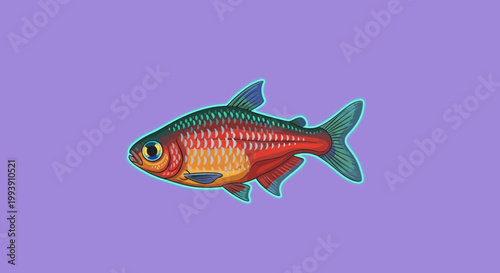 Vibrant Tropical Fish Illustration, Aquatic Life, Colorful Underwater Creature