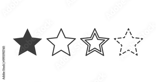 Professional 5 Star Rating and Review Icon Set with Editable Stroke and Minimalist Outlines for Feedback and Quality Evaluation