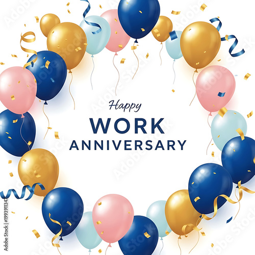 Happy Work Anniversary Balloons Confetti Celebration 2