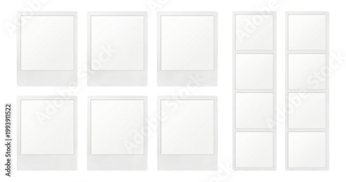 Instant Photo Frame Set: 14 Blank Vintage Polarized Style Borders and Photo Booth Strips for Social Media and Scrapbook Design