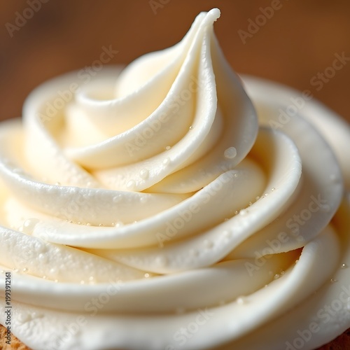 Cold pink syrup dessert with green seaweed and heavy condensation