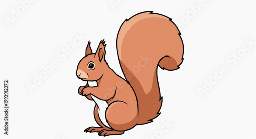 An adorable cartoon squirrel with fluffy tail and bright eyes