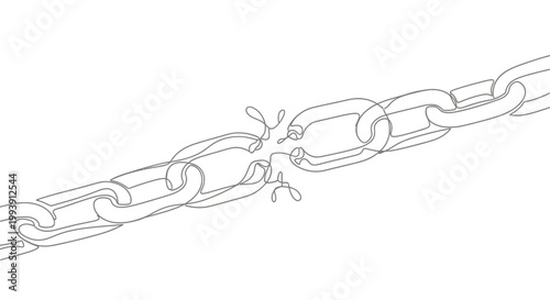 Broken Chain Link, Symbolizing Weakness, Failure, and Separation