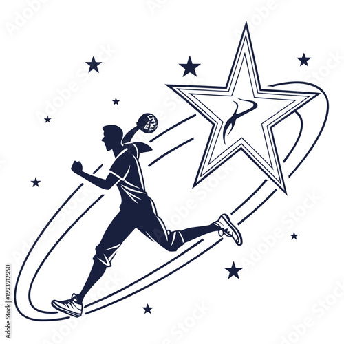 Athlete running towards a large shining star success motivation graphic