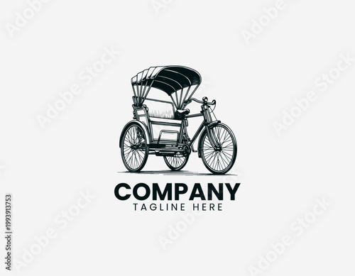 Wallpaper Mural Traditional rickshaw vehicle colorful sketch style minimalist vector illustration Torontodigital.ca