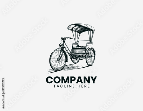 Wallpaper Mural Traditional rickshaw vehicle colorful sketch style minimalist vector illustration Torontodigital.ca