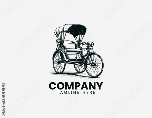 Wallpaper Mural Traditional rickshaw vehicle colorful sketch style minimalist vector illustration Torontodigital.ca