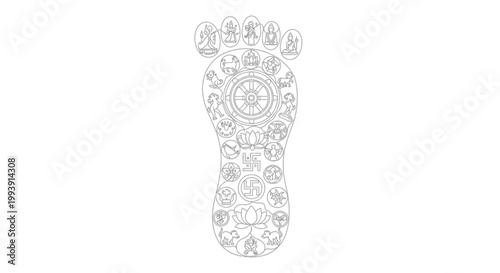Intricate Aztec Foot Design Pattern.