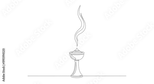 Incense burner with rising smoke.