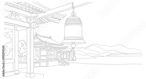 Large Bell Hanging From Roof Structure.