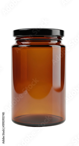 Amber Glass Jar With Black ...