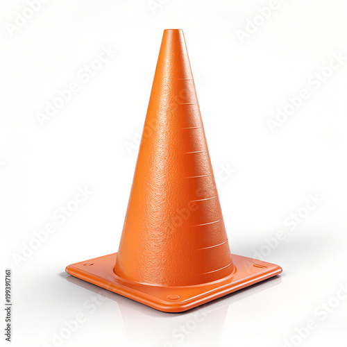 Traffic cone, orange safety cone, road cone, construction cone isolated on White Background