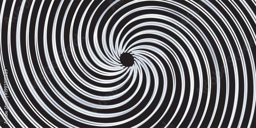 Abstract Geometric Swirling Vortex Illusion, Black and White Op Art Pattern