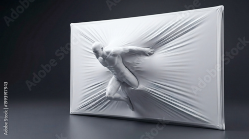 Human figure breaking through barrier symbolizing freedom and inner strength