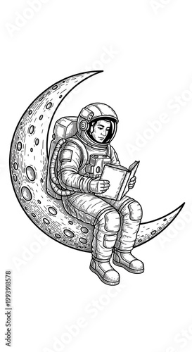 Astronaut Sits on Moon Read...