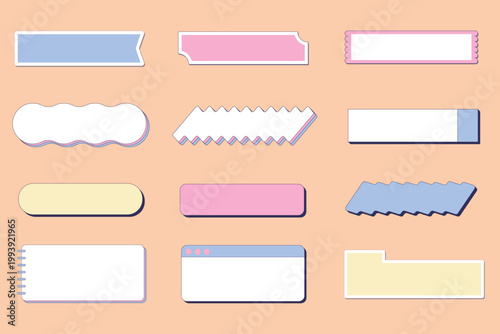 平成風のレトロポップなタイトルフレーム・背景素材セット