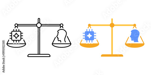 9) Decision Weight Balance

Description (Adobe Stock)

Decision weight balance symbol. Scale with AI chip and human figure on opposite sides. AI versus human influence concept.