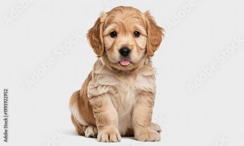 Cute golden retriever puppy, adorable dog, playful pet, sweet animal isolated on Transparent Background