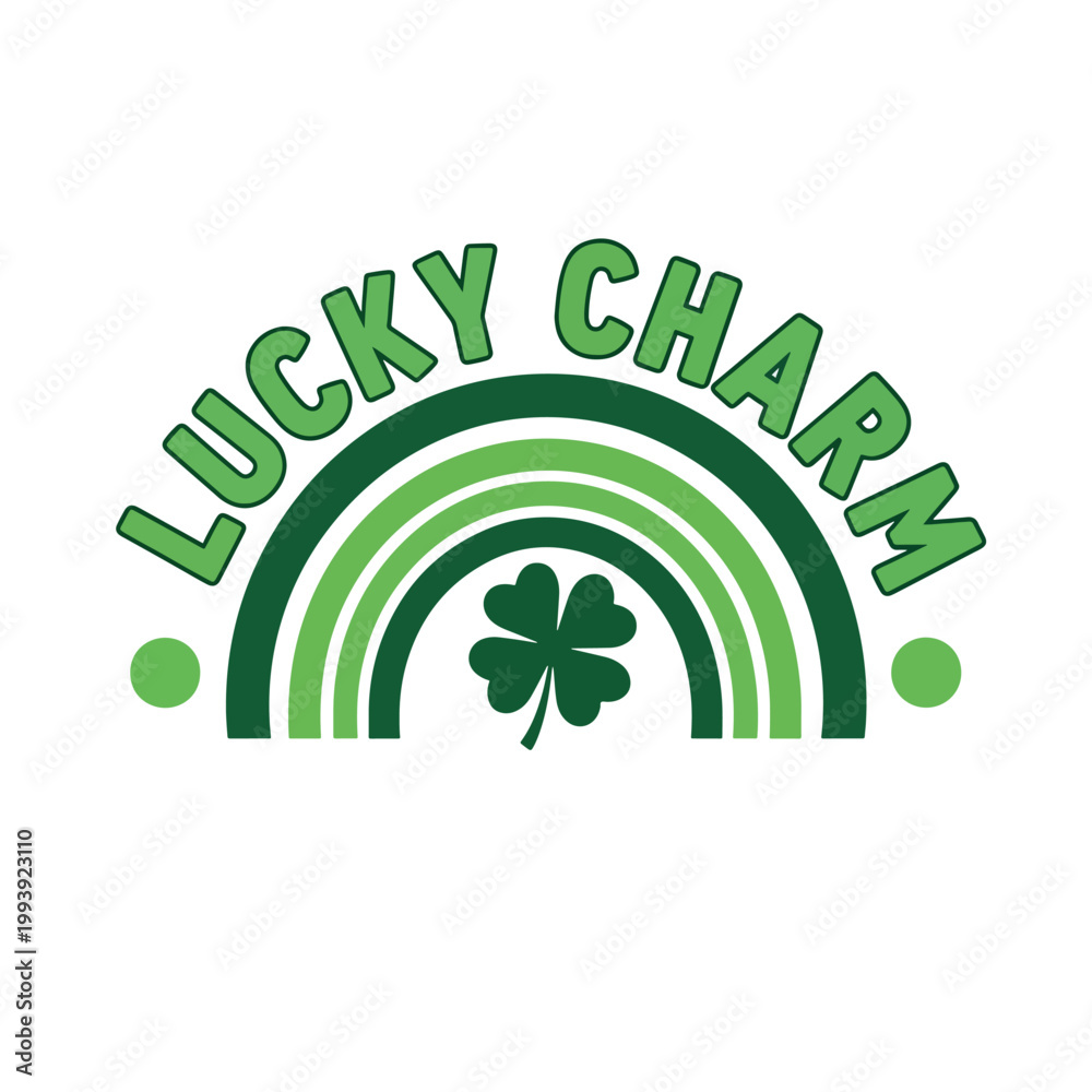 Fototapeta premium St Patricks Day Lucky Charm Green Rainbow Shamrock Illustration.