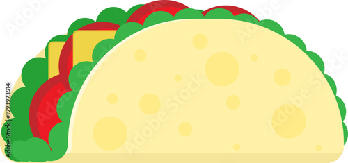 Wheat Tortilla Flatbread Vector Illustration in Flat Design Style