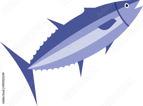 Whole Fresh Salmon Fish Vector Illustration in Flat Design Style