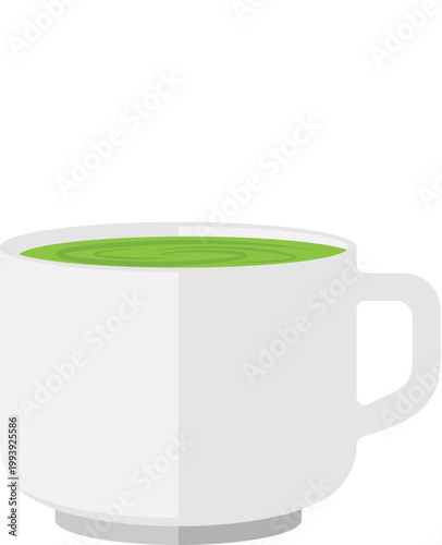 Green Tea in Ceramic Cup Vector Illustration Flat Design Style