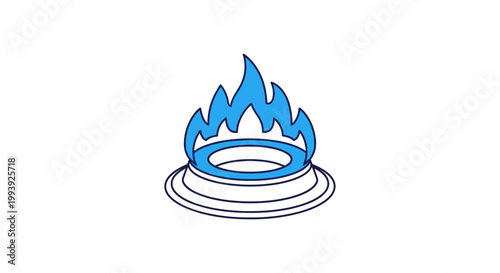 Blue flame on gas burner.