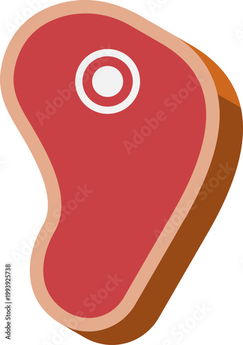 Raw Beef Steak Vector Illustration in Flat Design Style