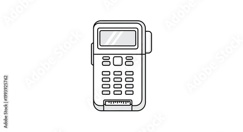 Calculator device with buttons and screen.