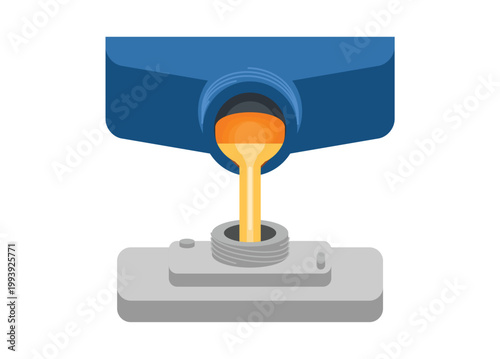 Lubricant oil pouring from bottle into machine. Simple flat illustration.