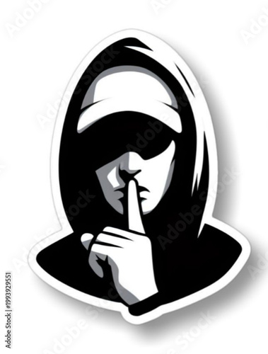Mysterious Person in Hoodie Making Silence Gesture Finger on Lips