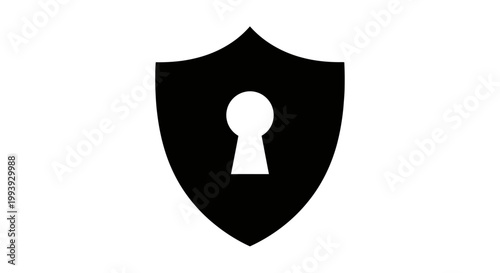 Black shield with keyhole icon symbol.
