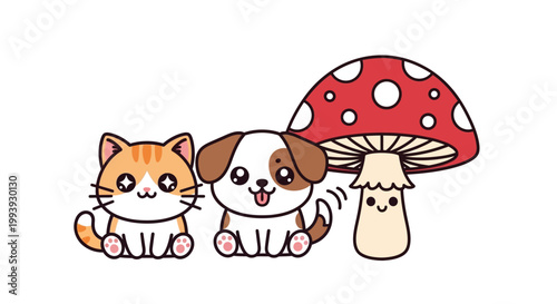 Cartoon cat and dog sitting together.