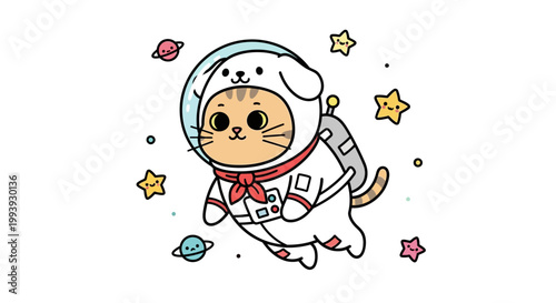 Cartoon cat in space suit.