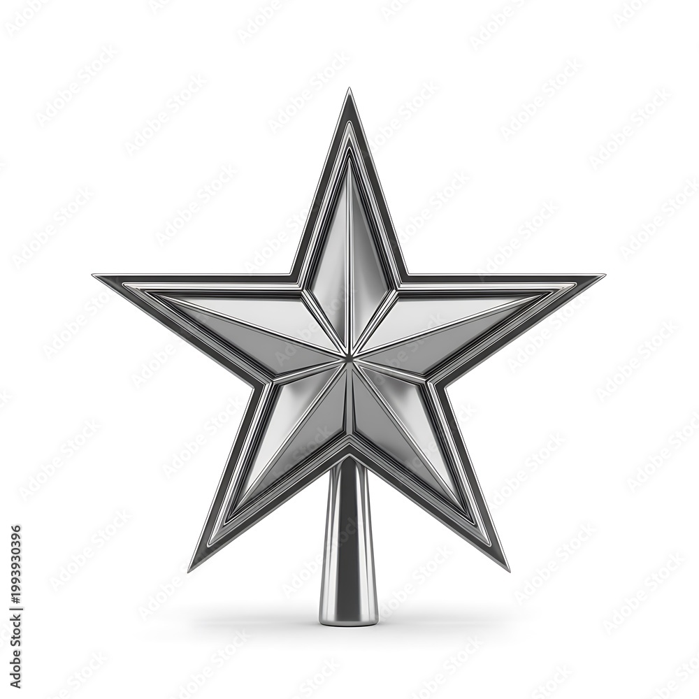 Obraz premium A metallic star object stands on a cylindrical base against a white background.